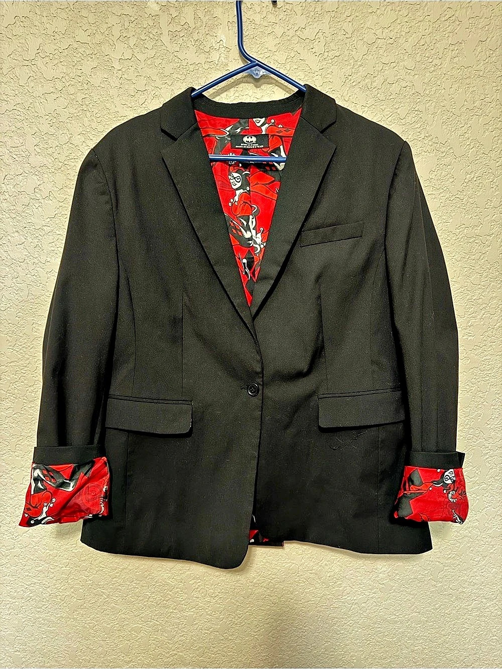DC comics Harley Quinn Suit Blazer Women's Black & Red Blazer Size 12